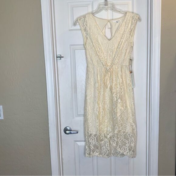 JUNE & HUDSON IVORY HI LOW SLEEVELESS LACE DRESS Size Medium - Picture 1 of 14